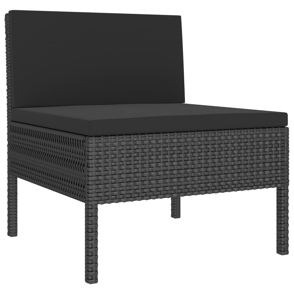 

vidaXL 6-delige Loungeset met kussens poly rattan zwart