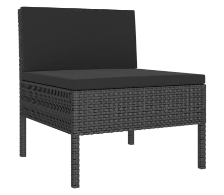 vidaXL Salon de jardin 6 pcs avec coussins r&eacute;sine tress&eacute;e noir