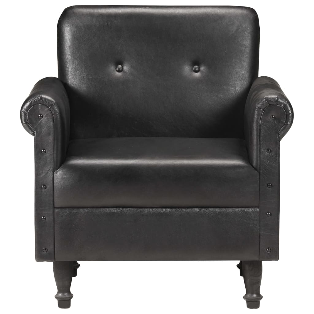 vidaXL Fauteuil Noir Cuir véritable