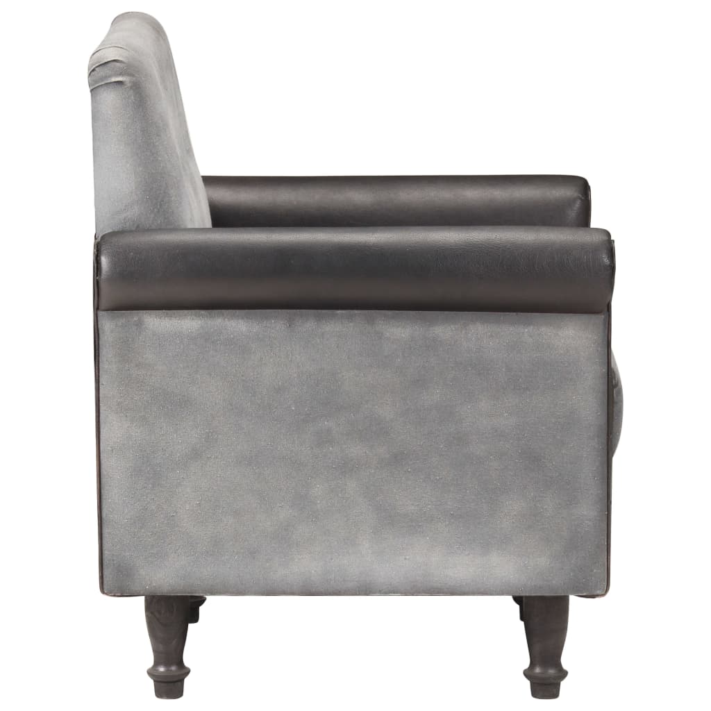 Poltrona A Pozzetto Nera In Vera Pelle E Tela VidaXL 12 width=274