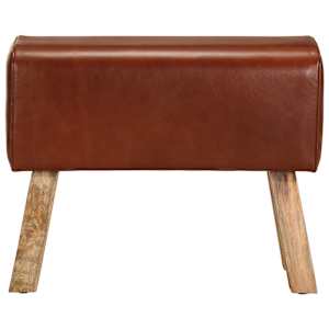 Lavice gymnastický kůň 58 cm hnědá pravá kůže a mangovník - obrázek 3