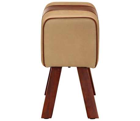 Panca Da Palestra VidaXL In Vera Pelle E Legno Di Mango - Design Vintage, 38x25x45 Cm