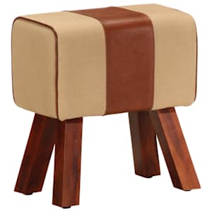 Telovadna klop 38 cm rjava pravo usnje in trden mangov les