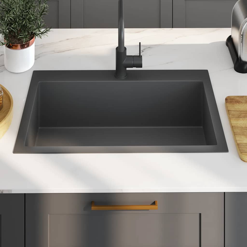 Thumbnail - vidaXL Handgemachte Einbauspüle Schwarz Edelstahl