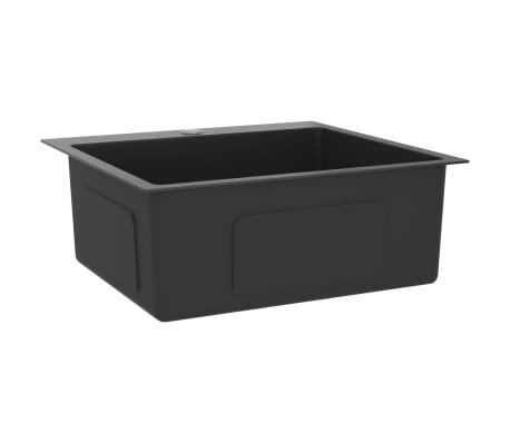 vidaXL Handmade Kitchen Sink Black Stainless Steel