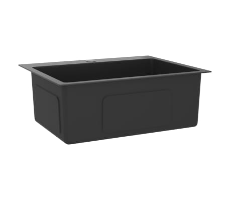 vidaXL Handmade Kitchen Sink Black Stainless Steel