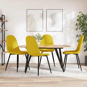 Jedilni stoli 4 kosi gorčično rumen žamet