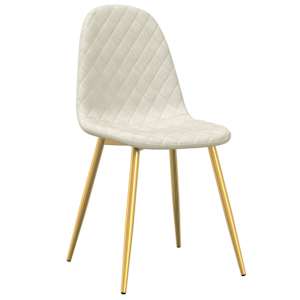 vidaXL Chaises &agrave; manger lot de 2 cr&egrave;me velours