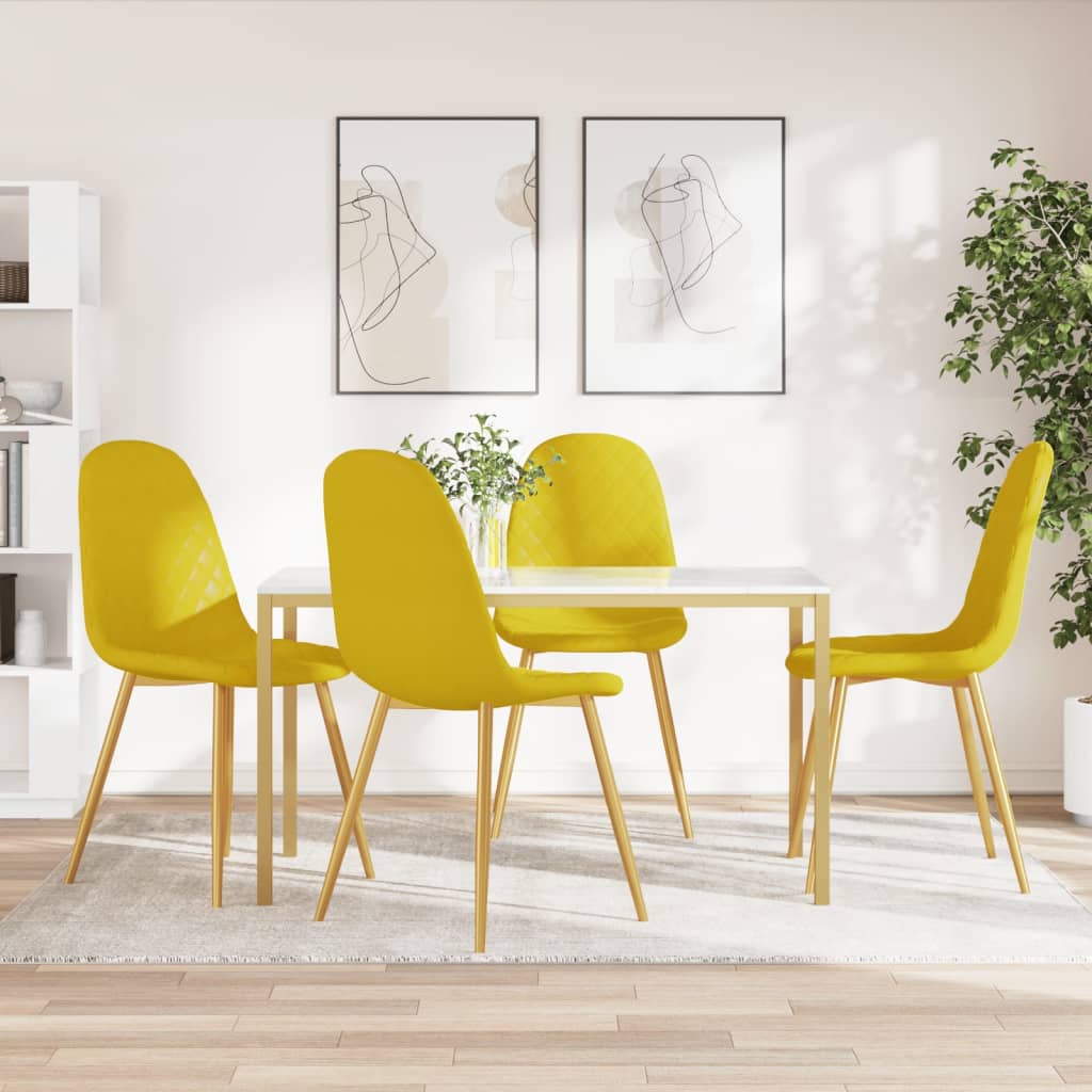 Jídelní židle 4 ks hořčicově žluté samet