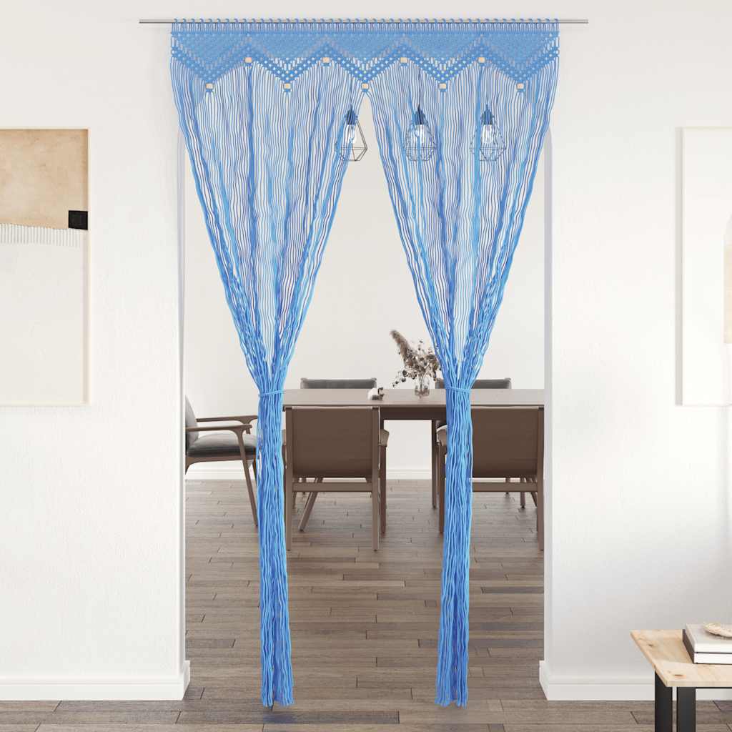 vidaXL Perdea macrame, albastru, 140 x 240 cm, bumbac