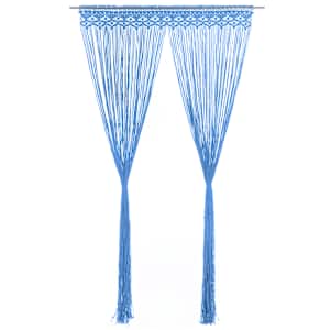 Zavesa makrame modra 140x240 cm bombaž