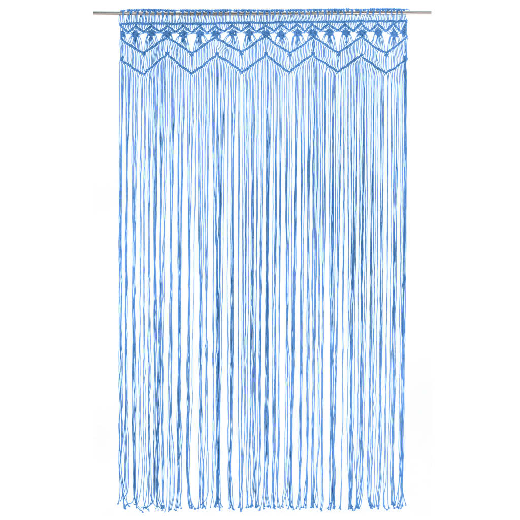 vidaXL Gordijn macramé 140x240 cm katoen blauw afbeelding
