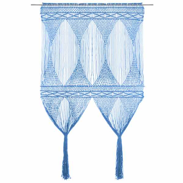 vidaXL makrameekardin, sinine 140 x 240 cm puuvill