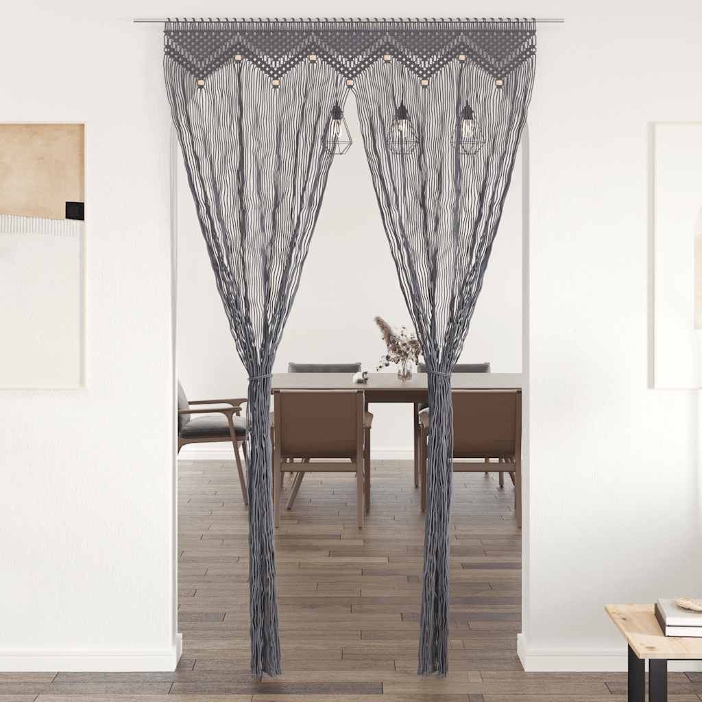 vidaXL Perdea macrame, antracit, 140 x 240 cm, bumbac