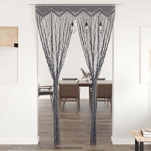 Zavesa makrame antracitna 140x240 cm bombaž