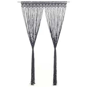 Zavesa makrame antracitna 140x240 cm bombaž