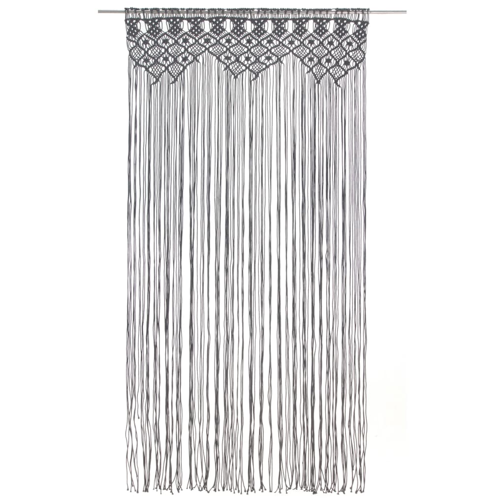 vidaXL Gordijn macramé 140x240 cm katoen antraciet afbeelding