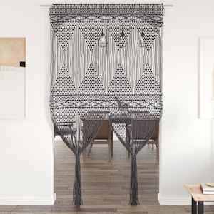 Zavesa makrame antracitna 140x240 cm bombaž