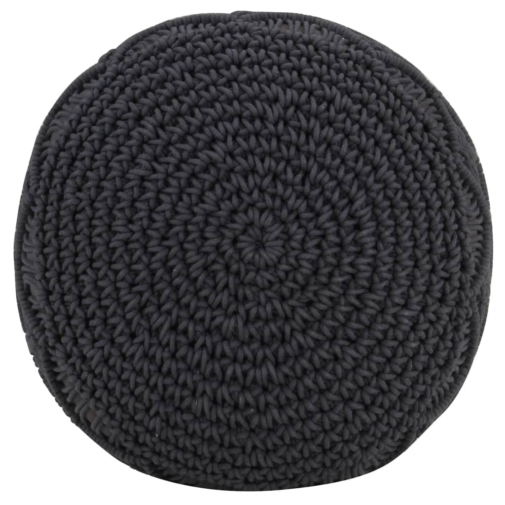 vidaXL Pouf fait à la main en macramé Anthracite 45x30 cm Coton