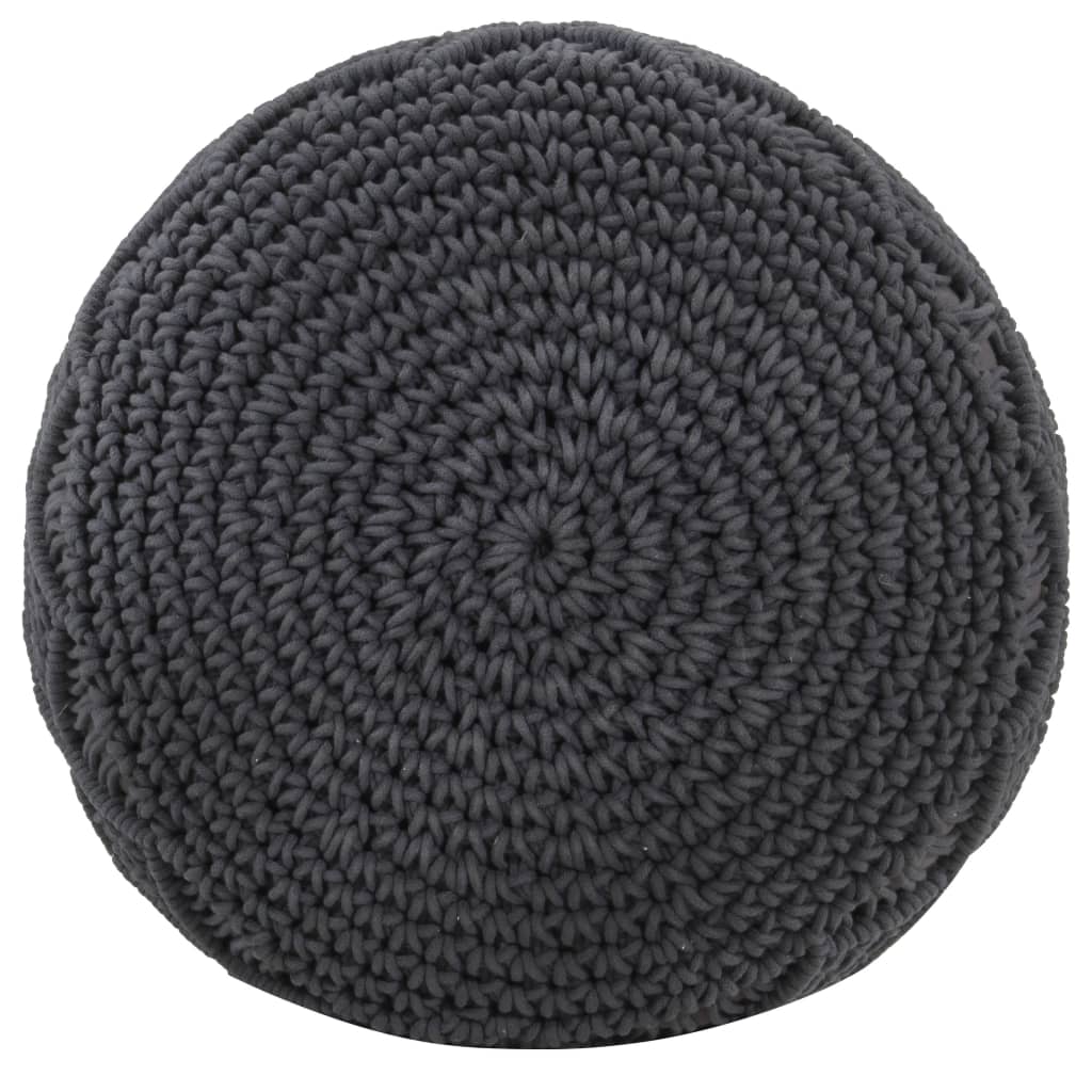 vidaXL Pouf Lavorato a Mano Macramé Antracite 45x30 cm in Cotone