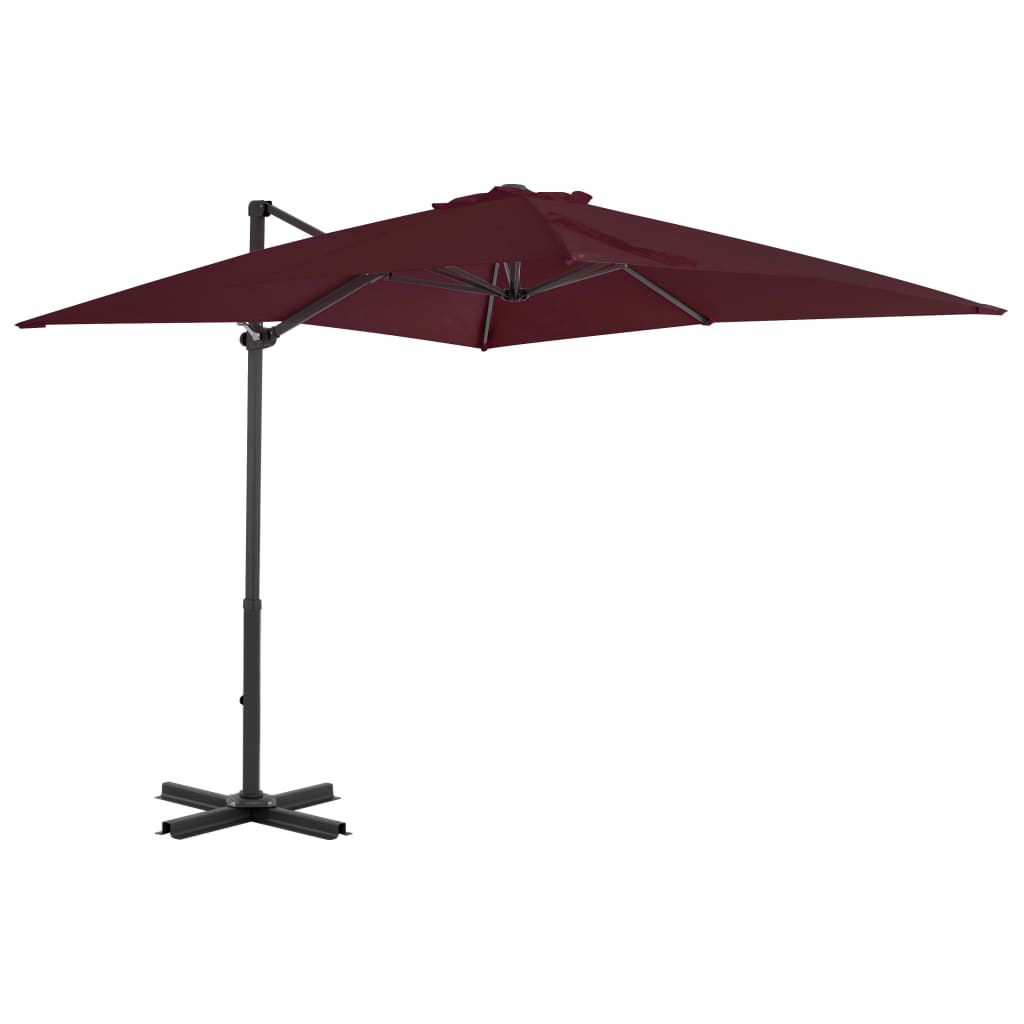 vidaXL Umbrelă în consolă cu stâlp din aluminiu, bordo, 250x250 cm