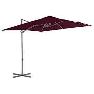 Boční zahradní slunečník s ocelovou tyčí bordó 250 x 250 cm - obrázek 1