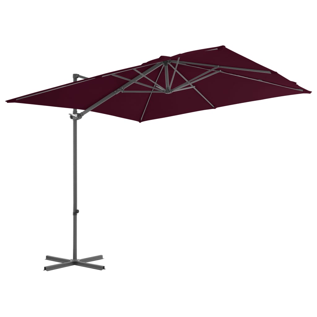 vidaXL Umbrelă în consolă cu stâlp din oțel, roșu bordo, 250x250 cm