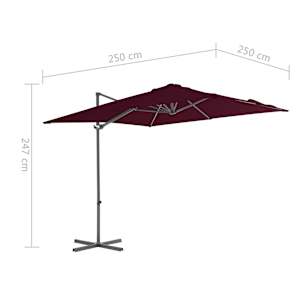 Boční zahradní slunečník s ocelovou tyčí bordó 250 x 250 cm - obrázek 9