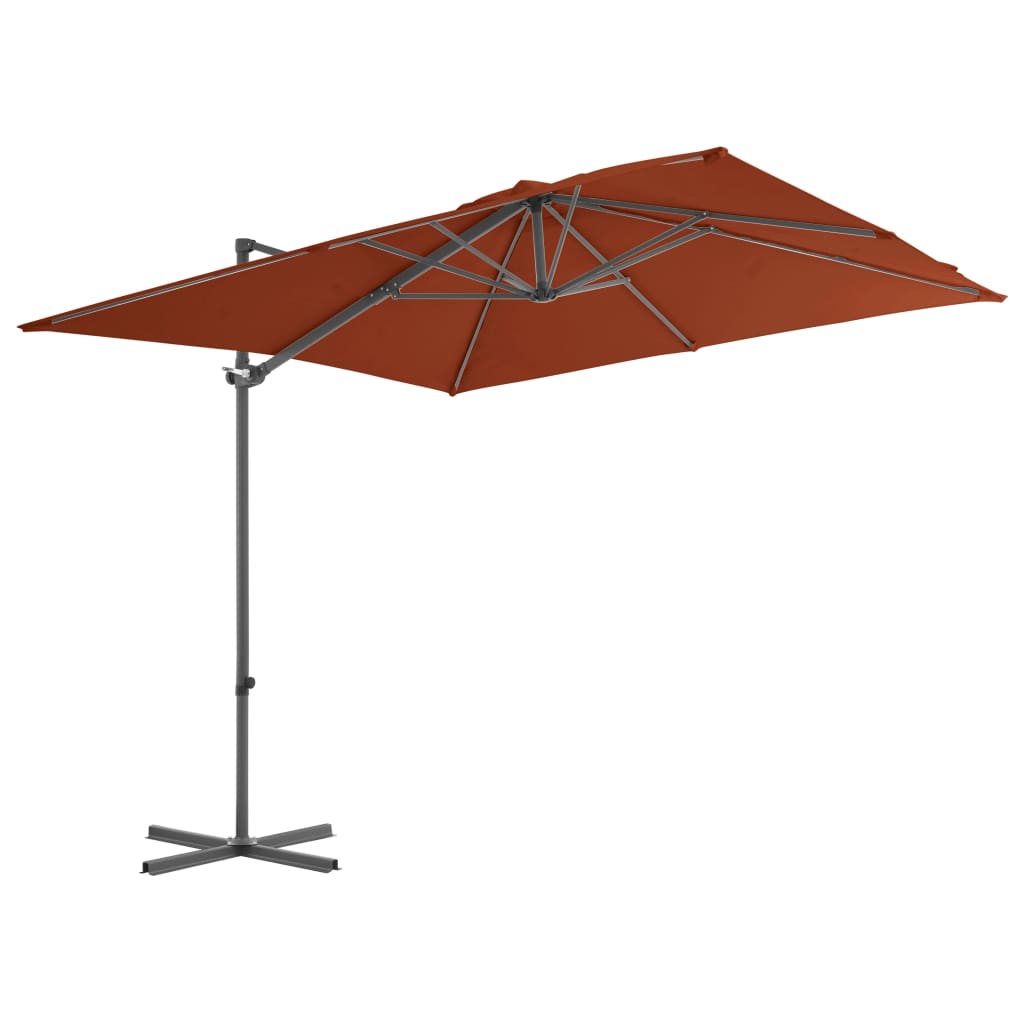 vidaXL Zweefparasol met stalen paal 250x250 cm terracottakleurig afbeelding