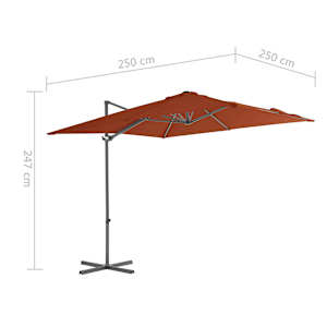 Boční zahradní slunečník s ocelovou tyčí terakotový 250x250 cm - obrázek 9