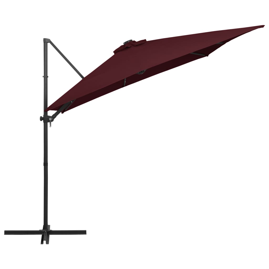 Thumbnail - vidaXL Ampelschirm mit LED-Beleuchtung 250x250 cm Bordeauxrot