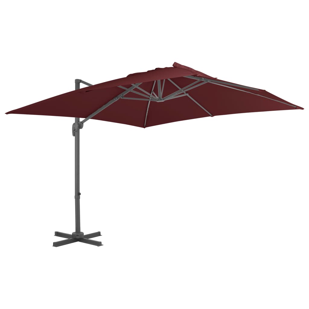 vidaXL Umbrelă în consolă cu stâlp din aluminiu, bordo, 400x300 cm