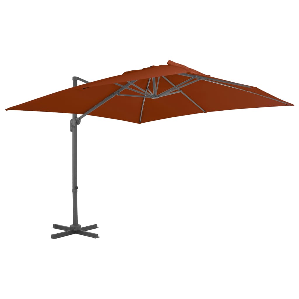 Frihängande parasoll med aluminiumstång terrakotta 300×300 cm