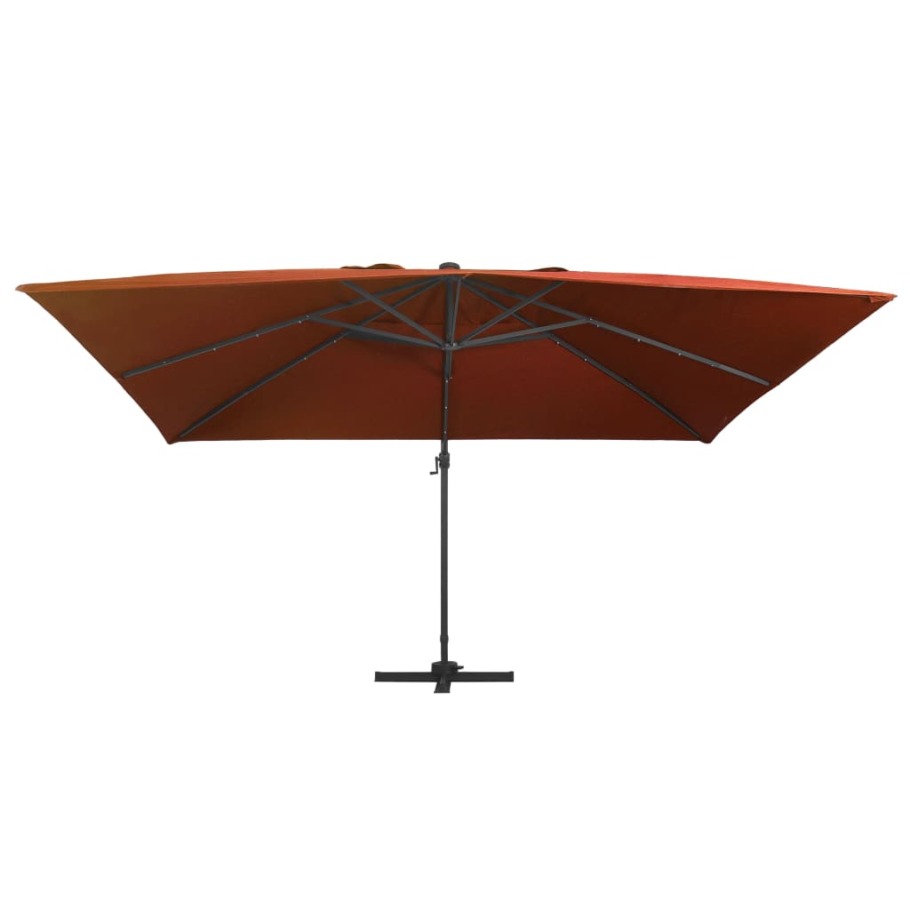 vidaXL Utendørs parasoll med LED-lys terrakotta 400x300 cm