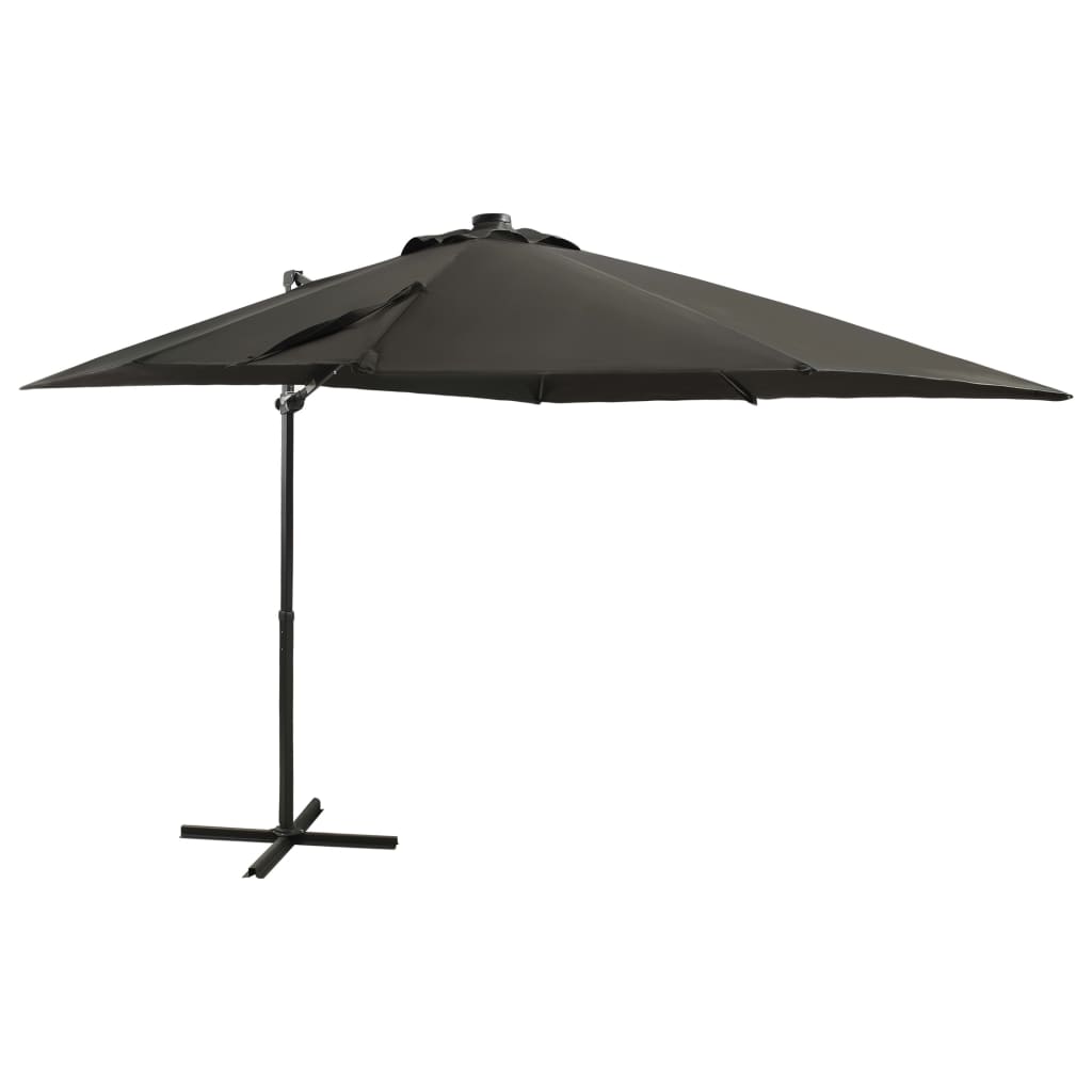 "vidaXL Riippuva aurinkovarjo tangolla ja LED-valoilla antras. 250 cm"