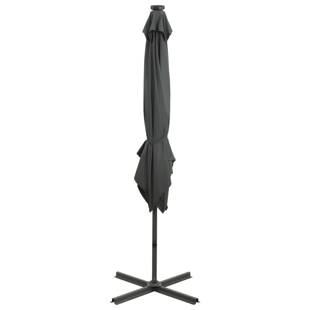 Wiszący parasol z oświetleniem LED, 250x230 cm, antracytowy