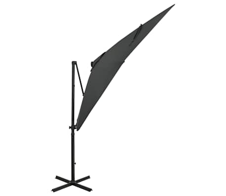 vidaXL Ombrellone a Sbalzo con Palo e Luci a LED Antracite 250 cm