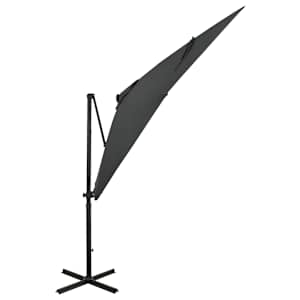 vidaXL Ombrellone a Sbalzo con Palo e Luci a LED Antracite 250 cm