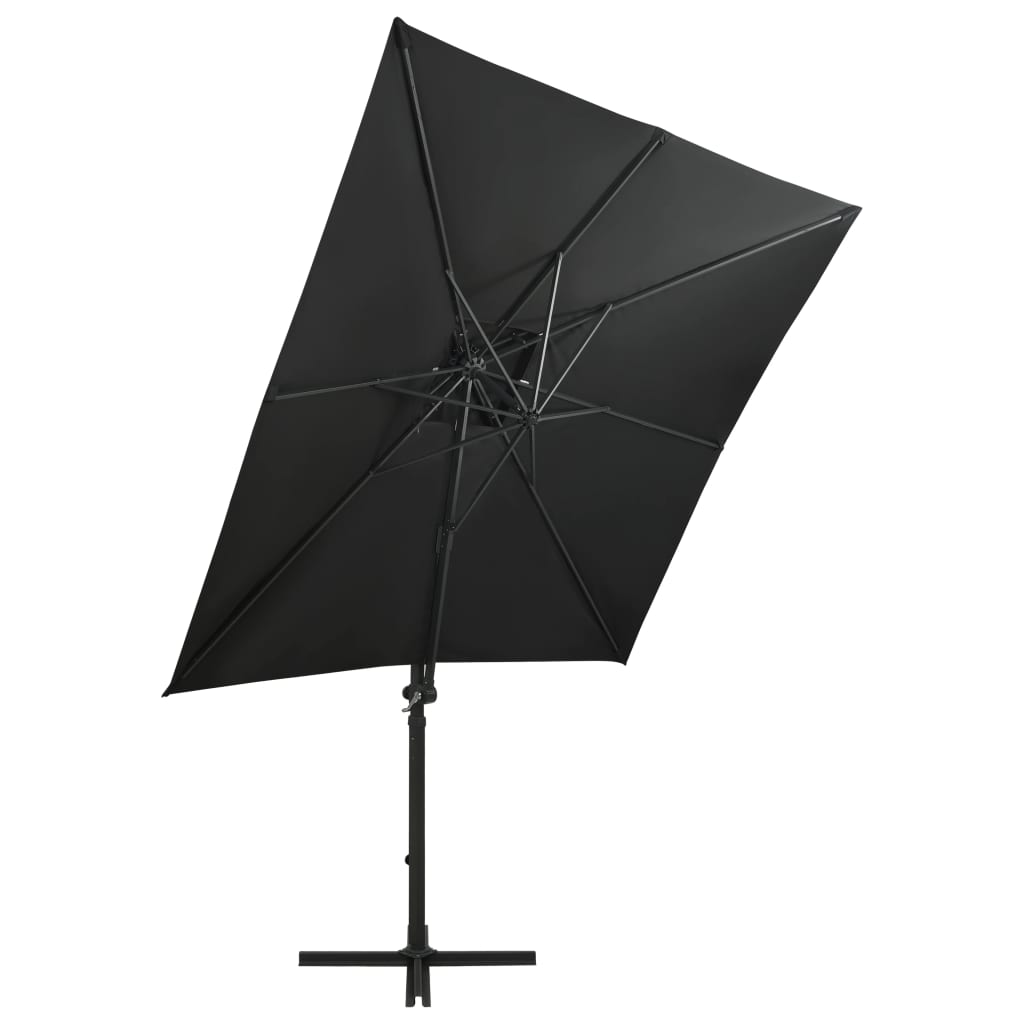 Wiszący parasol LED, 250x230 cm, czarny