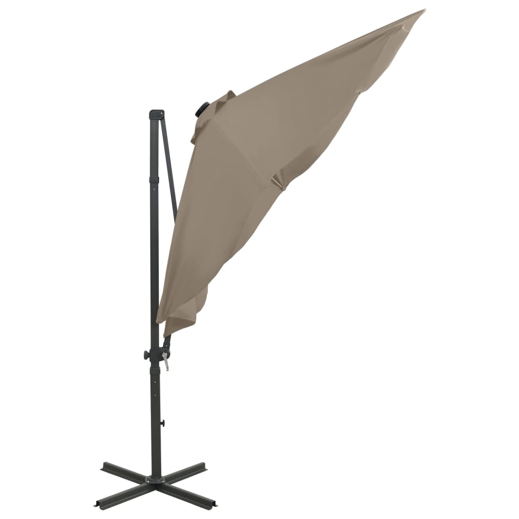 Parasol LED 300x238 cm, taupe, aluminiowy, z podstawą krzyżową