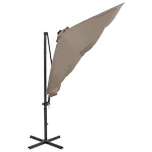 Boční zahradní slunečník s tyčí a LED světly taupe 300 cm - obrázek 5