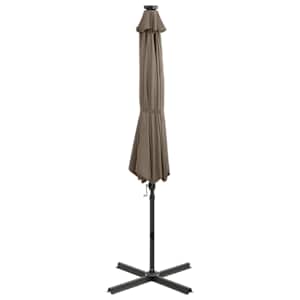 Boční zahradní slunečník s tyčí a LED světly taupe 300 cm - obrázek 6