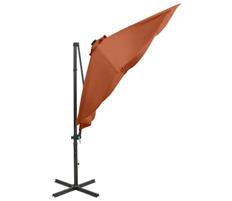 vidaXL Ampelschirm mit LED-Beleuchtung 300 cm Terrakotta