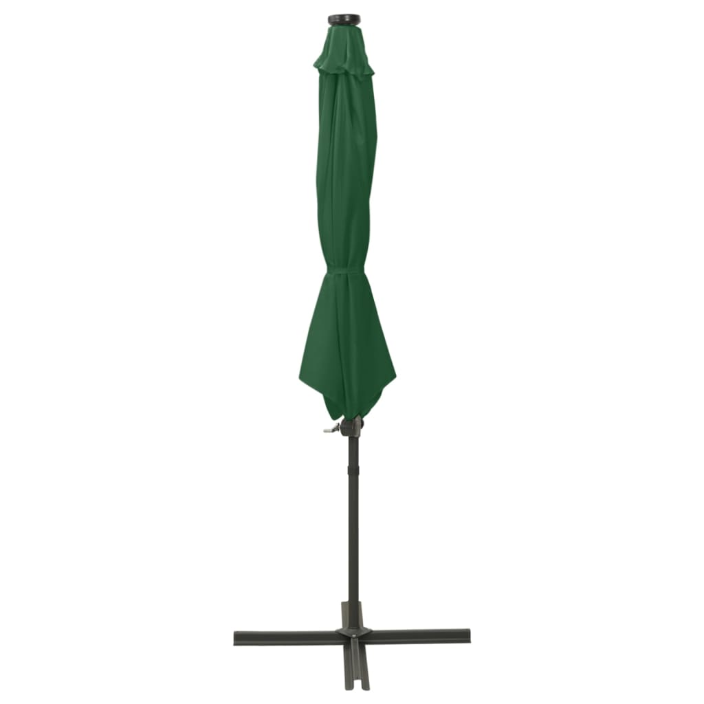 vidaXL Zweefparasol met paal en LED-verlichting 300 cm groen afbeelding