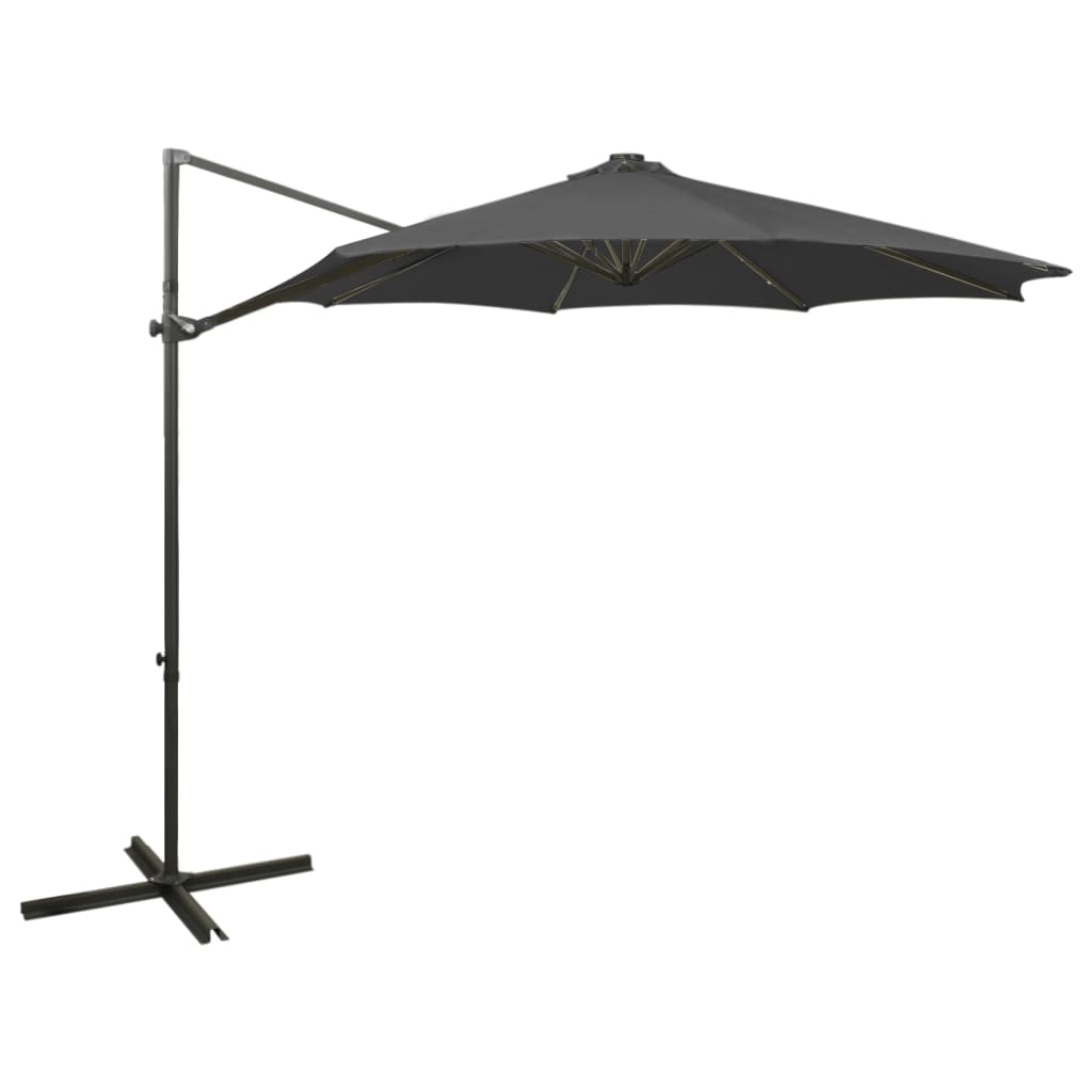 Poza vidaXL Umbrela suspendata cu stalp si LED-uri, antracit, 300 cm
