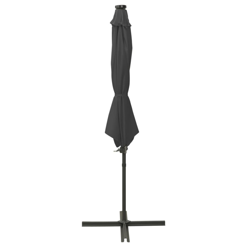 vidaXL Zweefparasol met paal en LED-verlichting 300 cm antracietkleur afbeelding