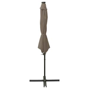 vidaXL Parasol de jardin en porte-&agrave;-faux et m&acirc;t et lumi&egrave;res LED taupe