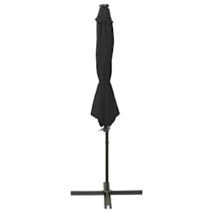 vidaXL Parasol de jardin en porte-&agrave;-faux et m&acirc;t et lumi&egrave;res LED noir