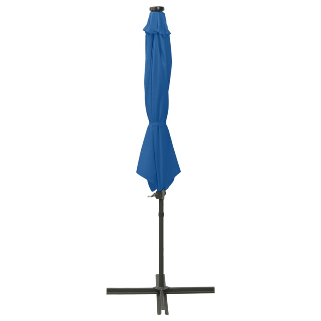 Ampelschirm mit Mast und LED-Leuchten Azurblau 300 cm kaufen 2