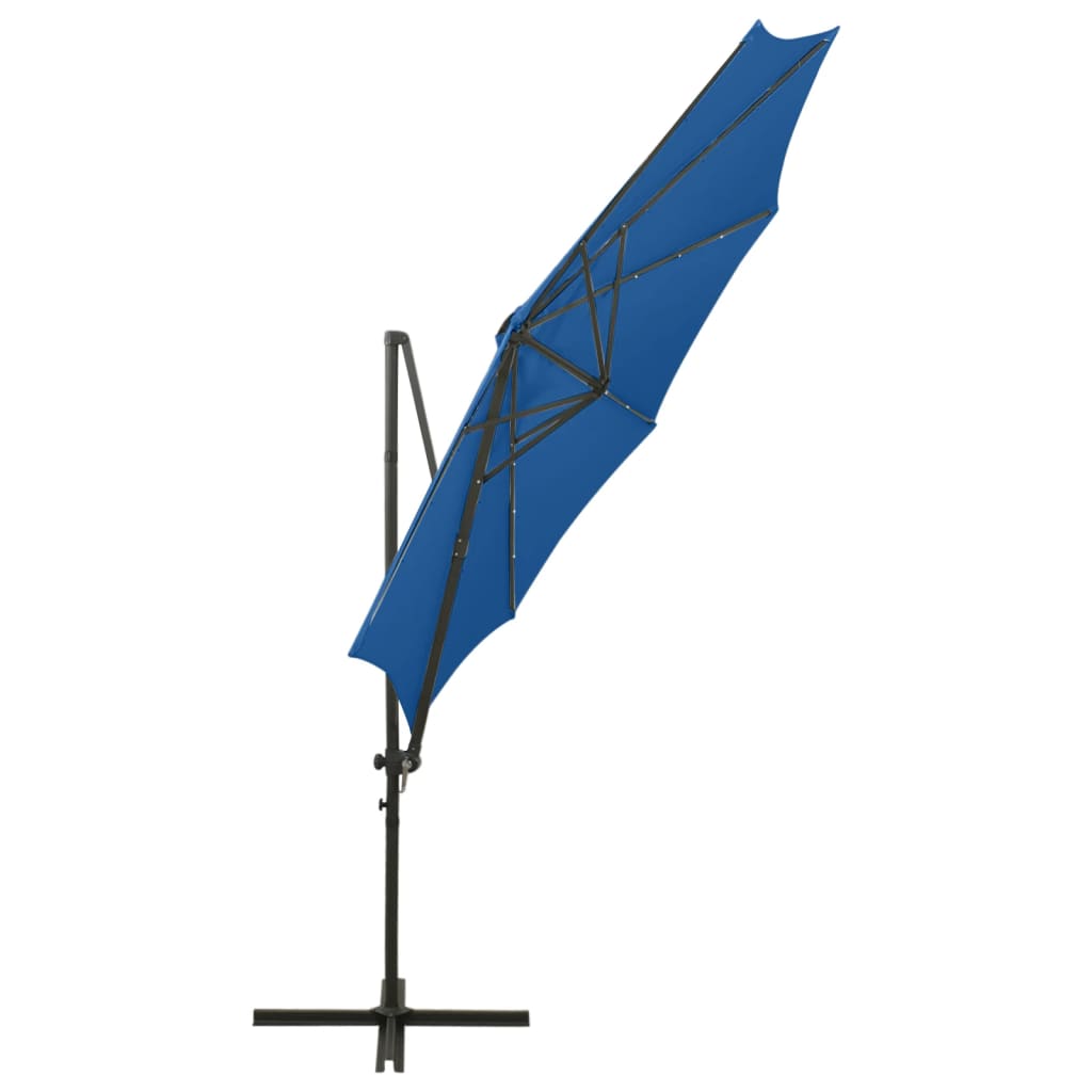 Ampelschirm mit Mast und LED-Leuchten Azurblau 300 cm kaufen 7